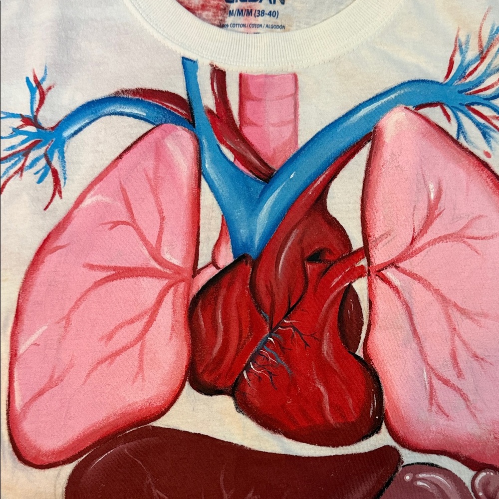 3/$20 OOAK One of a Kind Hand Painted Anatomical T Shirt Medical Field Nurse Dr - Picture 6 of 6